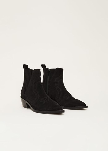 Phase Eight Stitch Detail Suede Boots Black USA | 0651239-QK